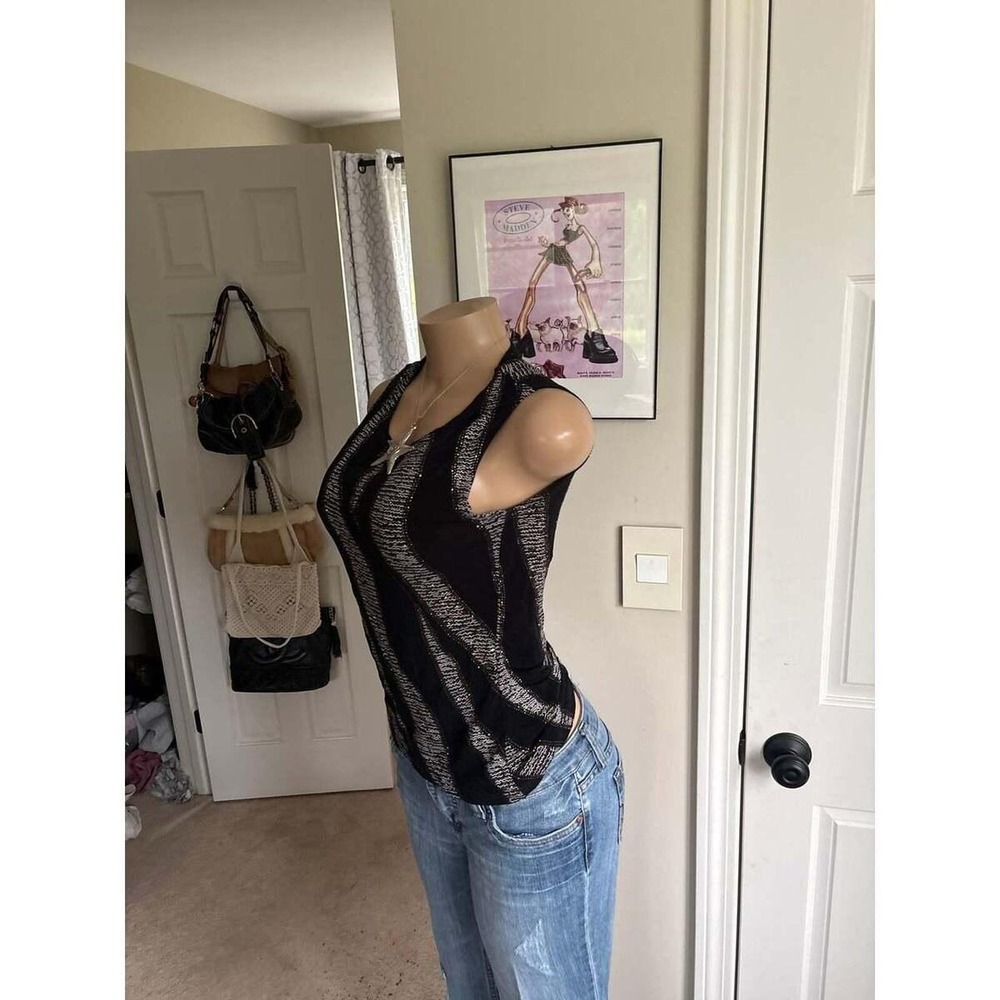 00s zebra abstract black tank top (size L) - Picture 4 of 5